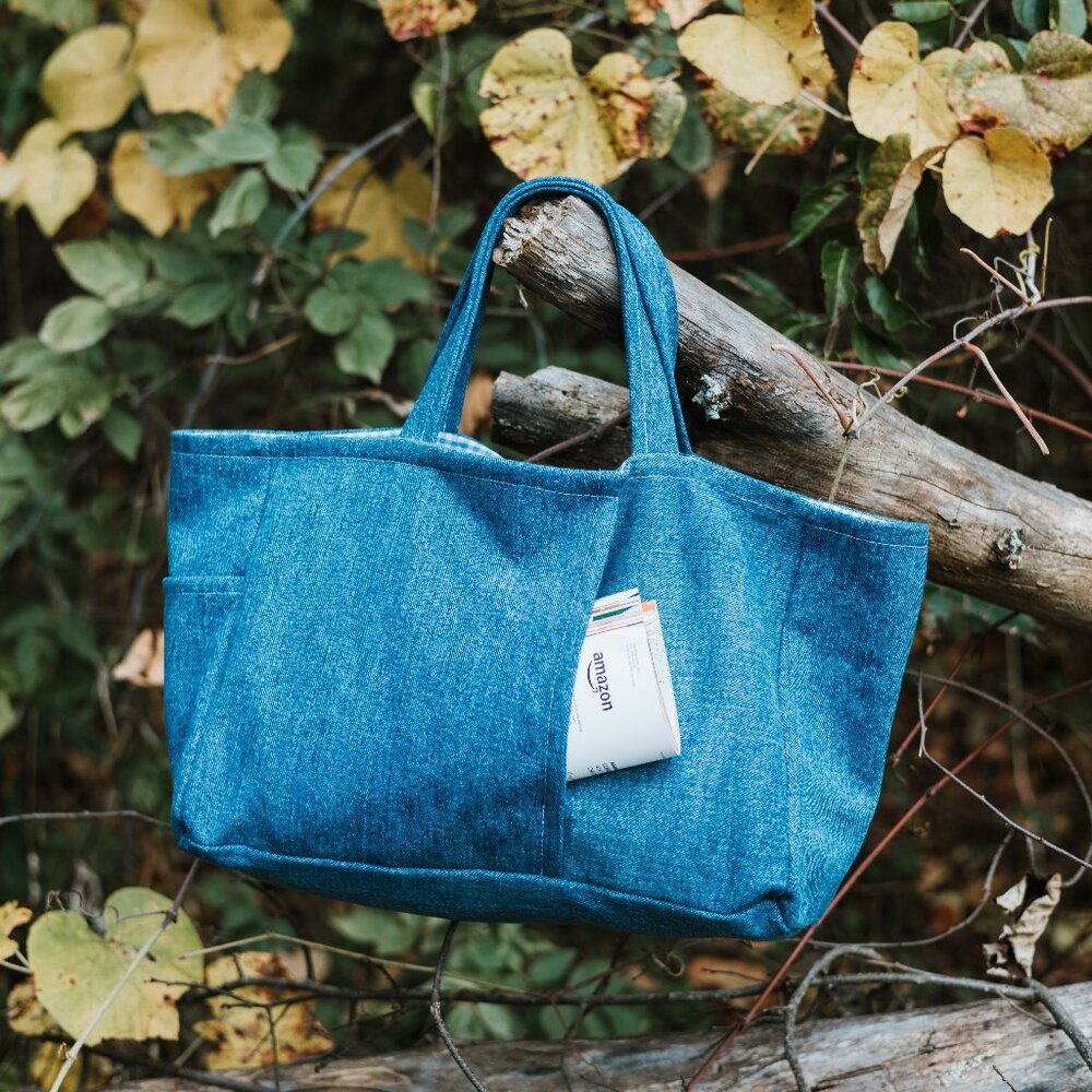 Upcycled Denim Jean Tote Bag Handbag